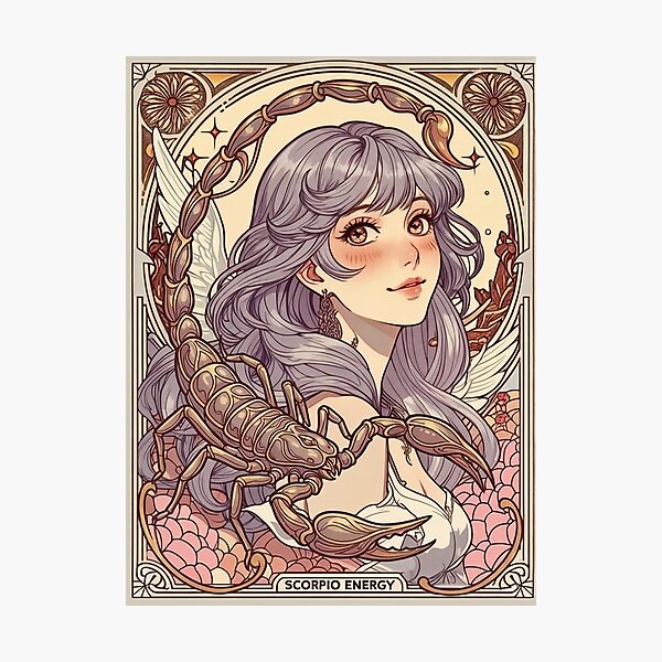 Item preview, Scorpio Energy Anime Goddess | Mystic Zodiac Astrology Art Print designed and sold by RSDigitalPrintDesign.