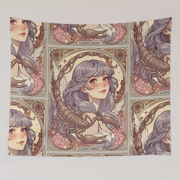 Item preview, Scorpio Energy Anime Goddess | Mystic Zodiac Astrology Art Print designed and sold by RSDigitalPrintDesign.