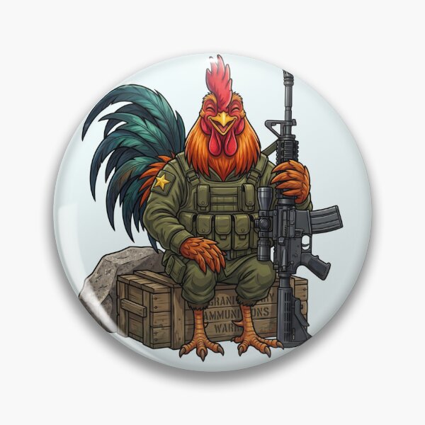 Item preview, Badass Rooster Soldier Sitting on Ammo Crate Military Humor designed and sold by BreezifyDesignStudio.