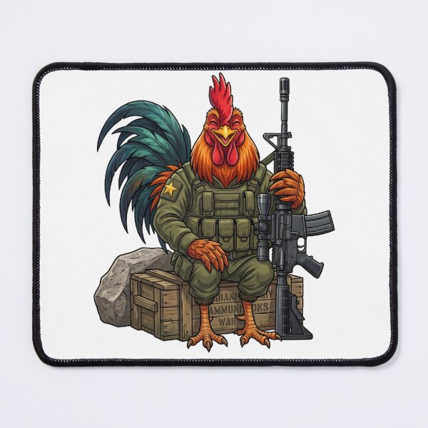 Item preview, Badass Rooster Soldier Sitting on Ammo Crate Military Humor designed and sold by BreezifyDesignStudio.