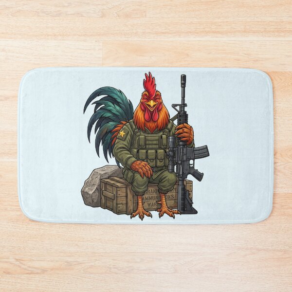 Item preview, Badass Rooster Soldier Sitting on Ammo Crate Military Humor designed and sold by BreezifyDesignStudio.