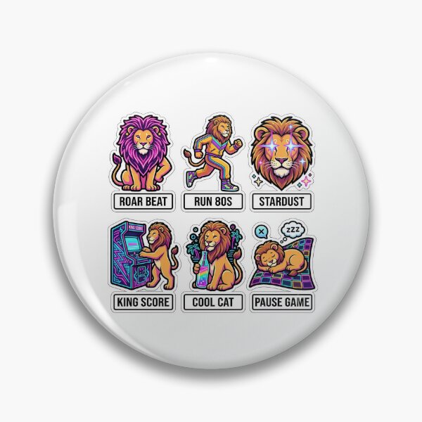 Item preview, Retro Synthwave Lion Sticker Pack - Vintage Neon & Roaring Puns designed and sold by SimpleP.