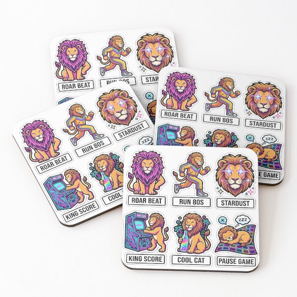 Item preview, Retro Synthwave Lion Sticker Pack - Vintage Neon & Roaring Puns designed and sold by SimpleP.