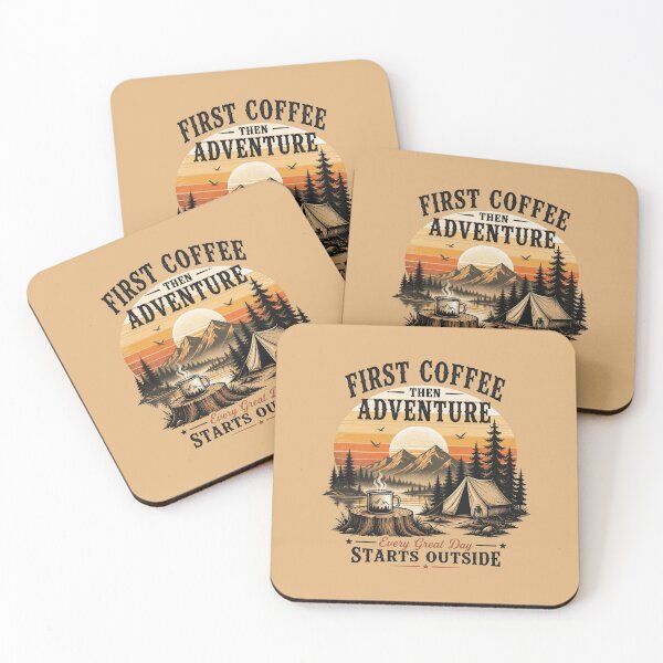Item preview, First Coffee then Adventure Vintage Camping designed and sold by Cavalier-org.