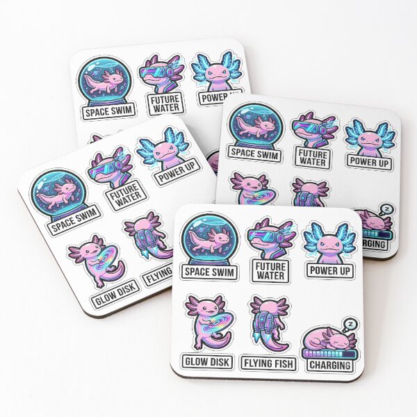 Item preview, Retro Neon Axolotl Sticker Pack - Vintage Neon & Aquatic Puns designed and sold by SimpleP.
