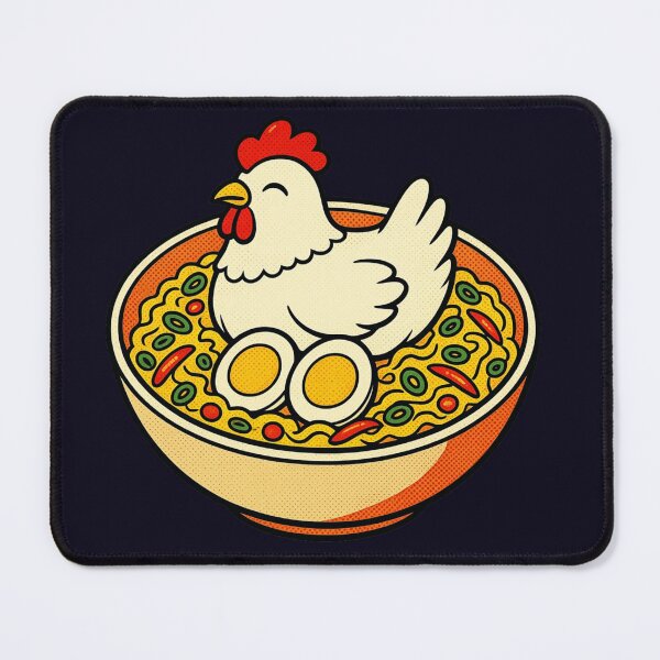 Item preview, Cute Chicken Ramen | Kawaii Noodle Bowl with Egg | Funny Food Illustration designed and sold by Eathusiast.