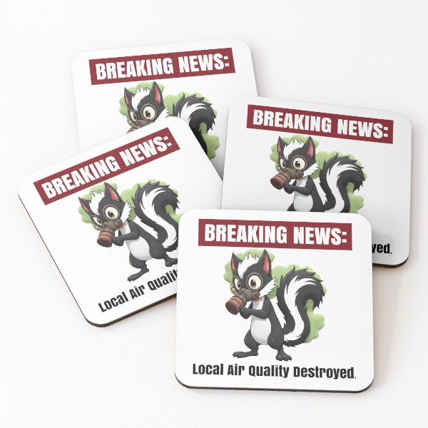 Item preview, Breaking News: Skunk with Gas Mask | Funny Cartoon designed and sold by WonderWaresGifts.