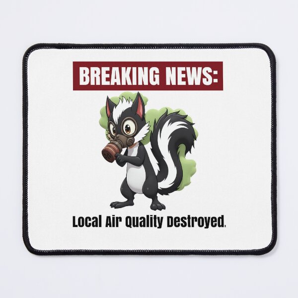 Item preview, Breaking News: Skunk with Gas Mask | Funny Cartoon designed and sold by WonderWaresGifts.