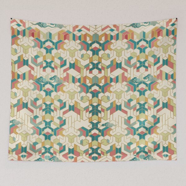 Item preview, Modern Danchong: Vibrant Geometric Cloud Seamless Pattern designed and sold by SOOstudio73.