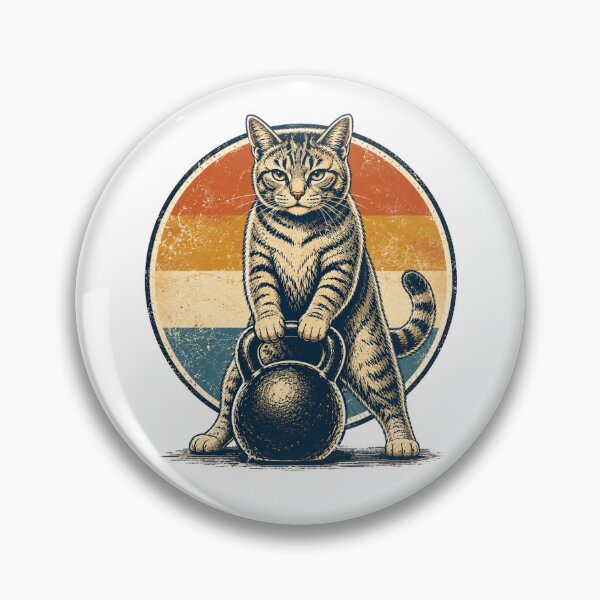 Item preview, Retro Strong Cat Kettlebell Vintage Fitness designed and sold by Moizento.