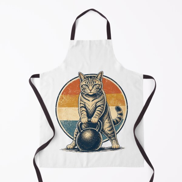 Item preview, Retro Strong Cat Kettlebell Vintage Fitness designed and sold by Moizento.