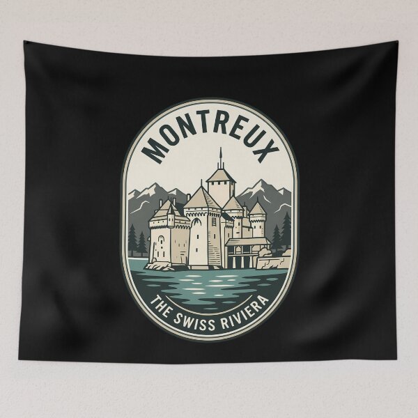 Item preview, Montreux Swiss Riviera Vintage Travel Emblem Castle designed and sold by k3rstman1.