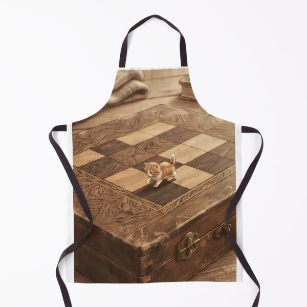 Item preview, Tiny Kitten on a Giant Vintage Wooden Chess Box Miniature Illustration designed and sold by DuckOddity.