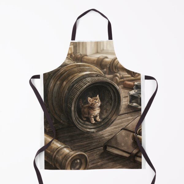 Item preview, Tiny Kitten on a Giant Vintage Brass Telescope Knob Miniature Illustration designed and sold by DuckOddity.