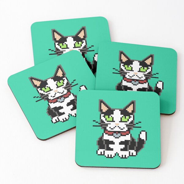 Item preview, Cute Pixel Art Black And White Cat | Retro 8-Bit Pixel Art designed and sold by OpenTabsDesigns.