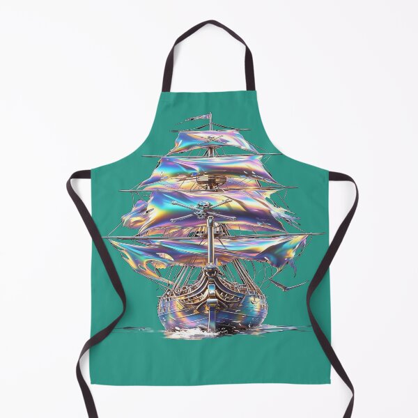 Item preview, Holographic Pirate Ship - Ship with Rainbow Sails & Skulls designed and sold by RAYBIL.