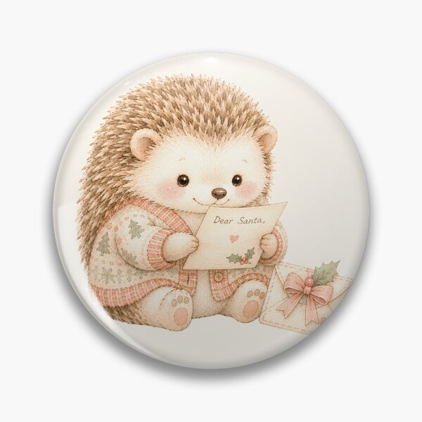 Item preview, Cute Christmas Hedgehog Writing to Santa | Cozy Pastel Holiday Animal Art designed and sold by looplandger.