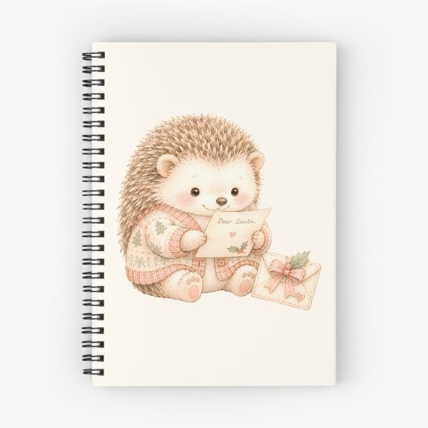 Item preview, Cute Christmas Hedgehog Writing to Santa | Cozy Pastel Holiday Animal Art designed and sold by looplandger.