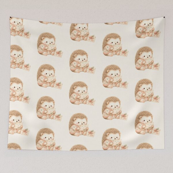 Item preview, Cute Christmas Hedgehog Writing to Santa | Cozy Pastel Holiday Animal Art designed and sold by looplandger.