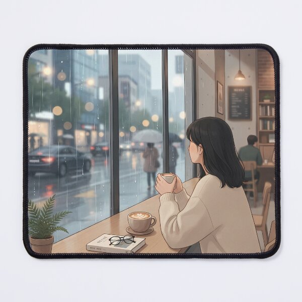 Item preview, Rainy Day in Seoul: Cozy Cafe Window Moment designed and sold by SOOstudio73.
