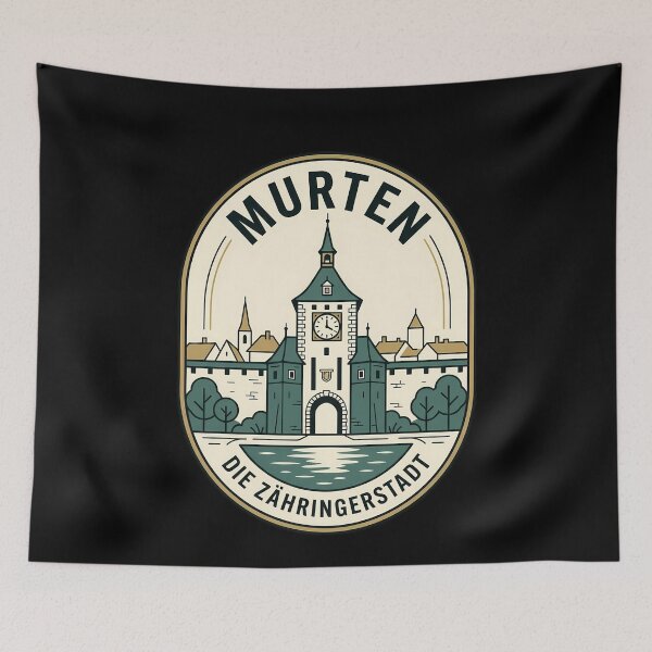 Item preview, Murten Switzerland Clock Tower Vintage Travel Emblem designed and sold by k3rstman1.