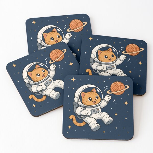 Item preview, Cute Astronaut Cat Floating in Space designed and sold by littlemooonart.