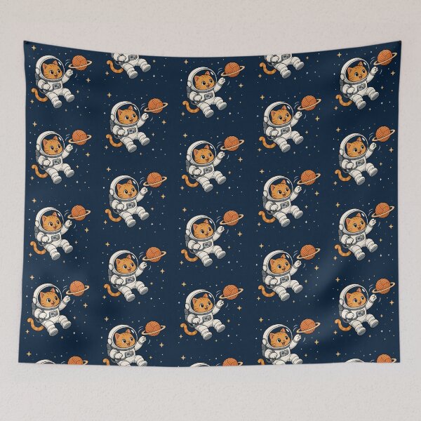 Item preview, Cute Astronaut Cat Floating in Space designed and sold by littlemooonart.