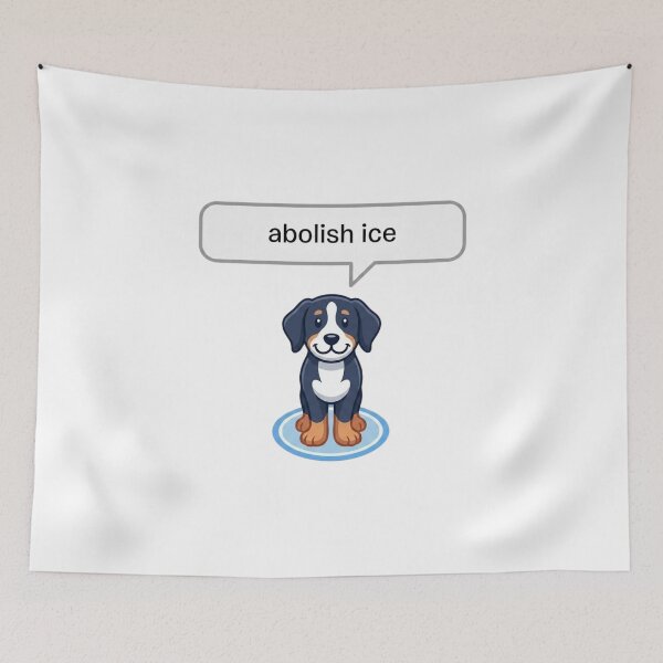 Item preview, Abolish ICE Cute Protest Dog – Minimalist Political Puppy Cartoon Graphic for Animal Lovers designed and sold by Charonde.