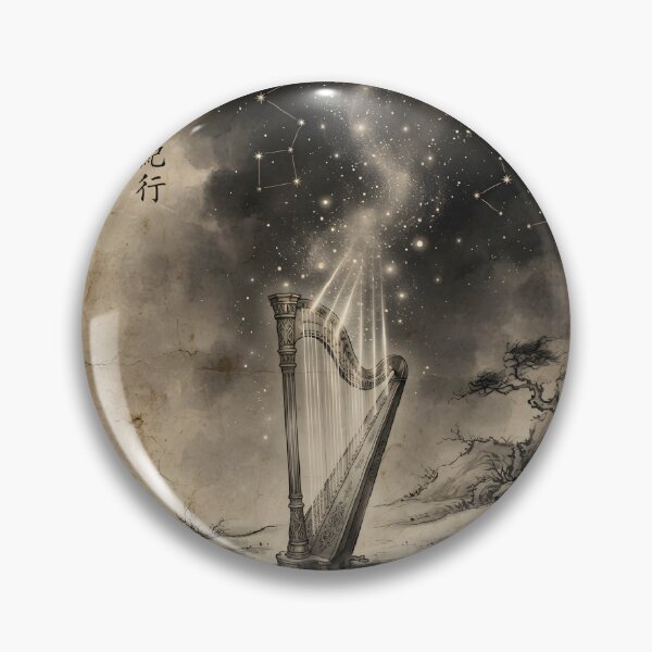 Item preview, The Harp of Starlit Echoes Sumi-e Ink Wash designed and sold by DuckOddity.