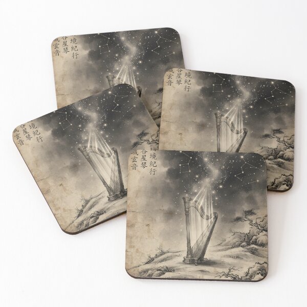Item preview, The Harp of Starlit Echoes Sumi-e Ink Wash designed and sold by DuckOddity.
