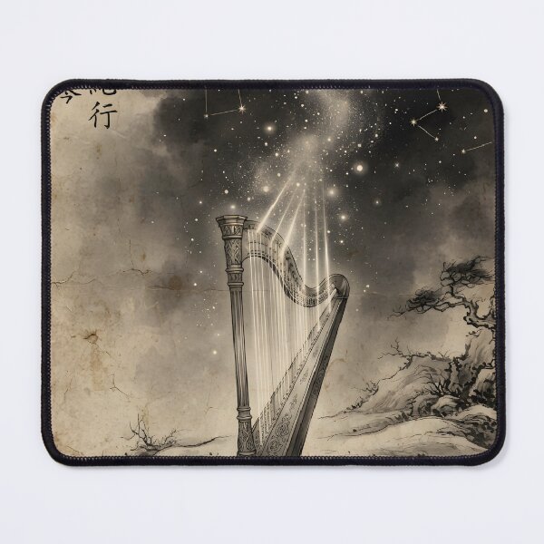 Item preview, The Harp of Starlit Echoes Sumi-e Ink Wash designed and sold by DuckOddity.