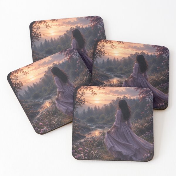Item preview, Dreamy Sunset Meadow | Romantic Cottagecore Landscape | Whimsical Nature Wall Art designed and sold by WhimsyWink.