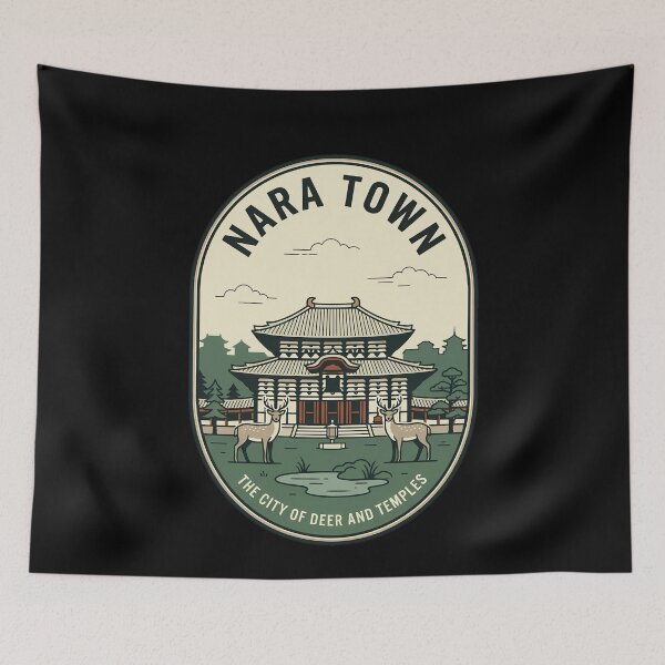 Item preview, Nara Japan Vintage Travel Emblem Deer Temple designed and sold by k3rstman1.
