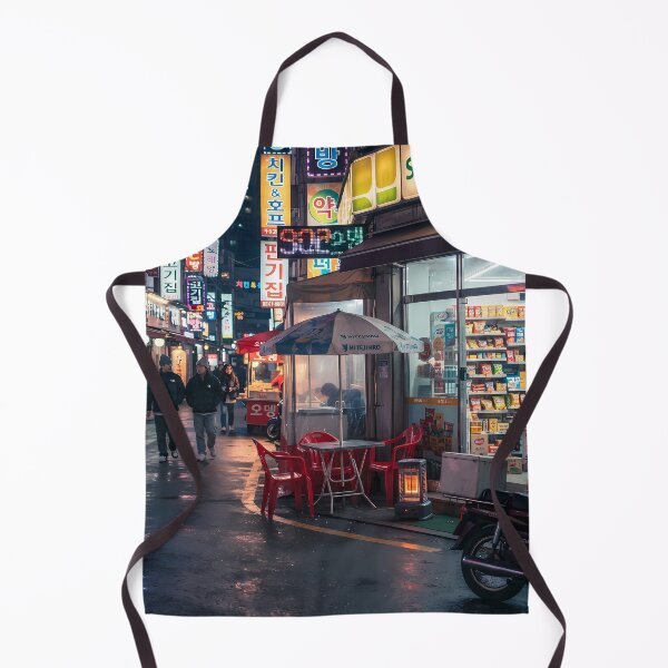 Item preview, Vibrant Korean Night City Street with Neon Convenience Store designed and sold by SOOstudio73.