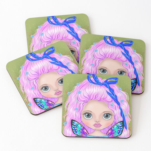 Item preview, Magical Big Eyed Fairy with Pink Hair and Butterfly Wings designed and sold by Skayana.