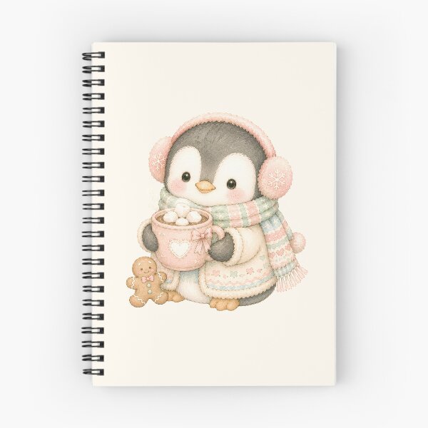 Item preview, Cozy Christmas Penguin with Hot Cocoa | Cute Pastel Holiday Penguin Art designed and sold by looplandger.