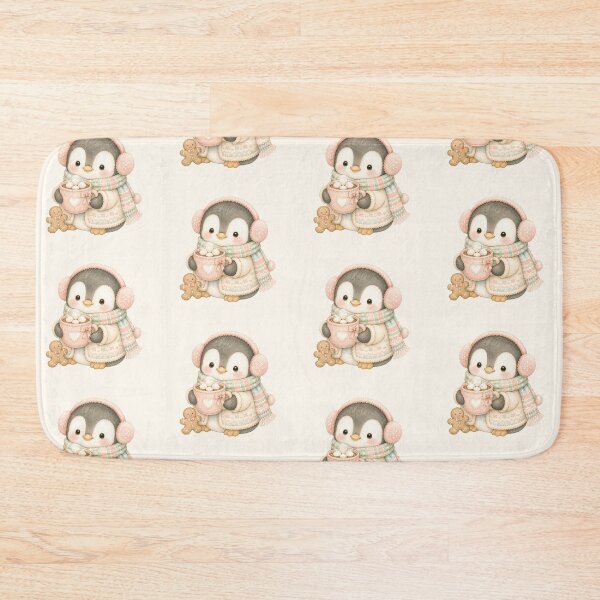 Item preview, Cozy Christmas Penguin with Hot Cocoa | Cute Pastel Holiday Penguin Art designed and sold by looplandger.