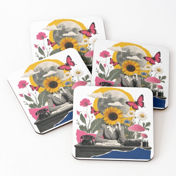 Item preview, Surreal Sunflower Woman Collage | Vintage Botanical Moon Aesthetic designed and sold by Fernhaven.