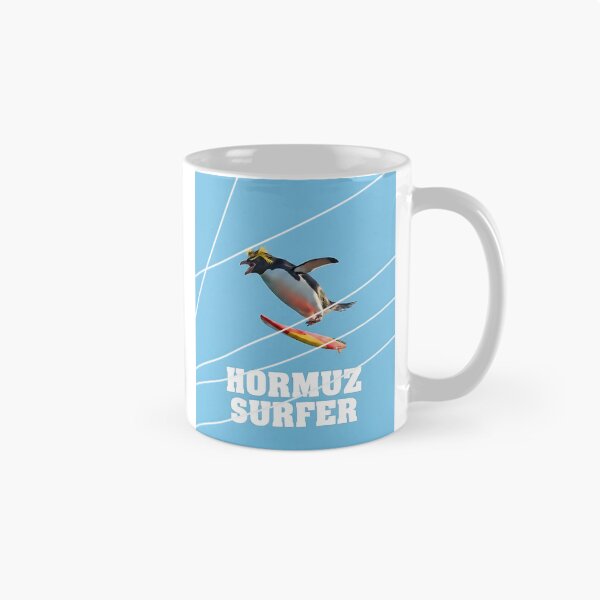 Item preview, Hormuz Surfer - Funny Geopolitical Satire Penguin Graphic Tee designed and sold by ToxicInkArt.