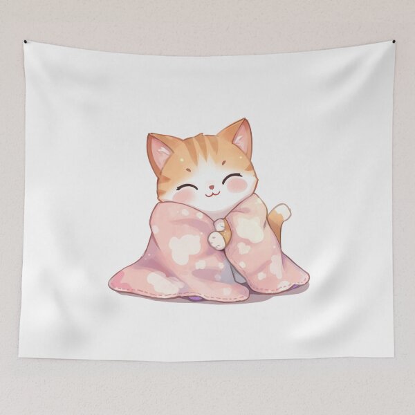 Item preview, Cozy Kawaii Cat Wrapped in Blanket designed and sold by Oddifys.