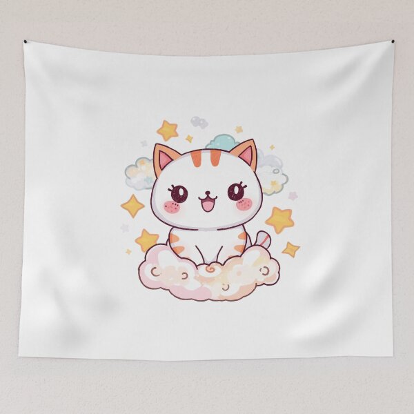 Item preview, Cute Kawaii Cat Sitting on Cloud designed and sold by Oddifys.