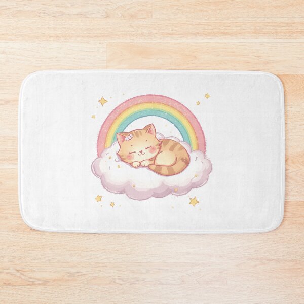 Item preview, Sleeping Kawaii Cat Under Rainbow Cloud designed and sold by Oddifys.