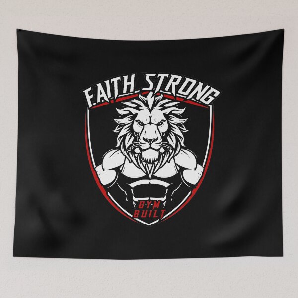 Item preview, Faith Strong Gym Built | Christian Lion Fitness Design designed and sold by Bezuiden.