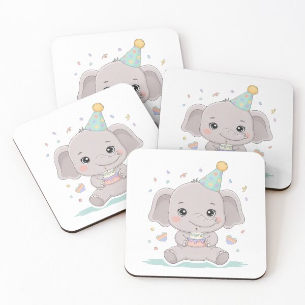 Item preview, A Cheerful Baby Elephant - Pastel Soft Grey, Birthday Gift designed and sold by DigitfanStudio.