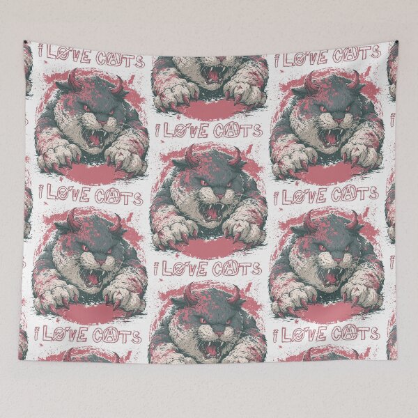 Item preview, I Love Cats Devil Cat | Cheeky Gothic Cat Lover Funny Black Cat Art designed and sold by Ignorant-Artist.