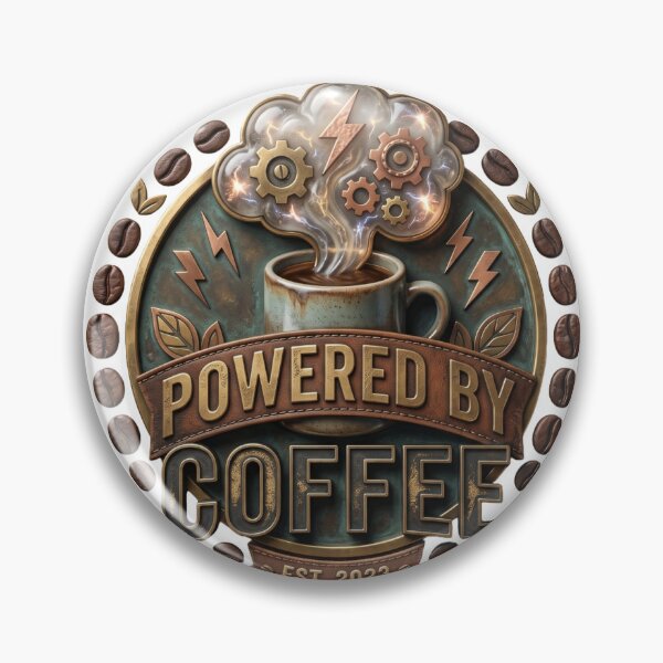 Item preview, Powered by Coffee. Funny creative phrase design designed and sold by VisionGraphic.