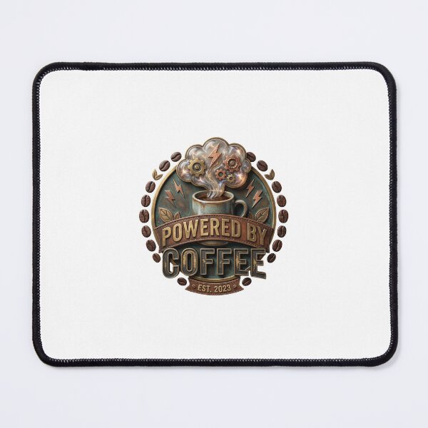 Item preview, Powered by Coffee. Funny creative phrase design designed and sold by VisionGraphic.