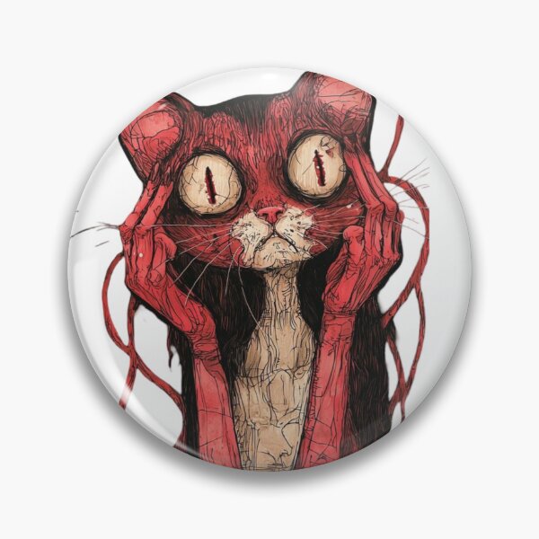 Item preview, Creepy Red Samurai Cat | Japanese Gothic Ink Art designed and sold by WISDOMCHARLES.