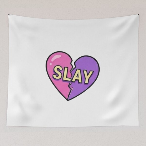 Item preview, Slay Broken Heart Pink Purple Aesthetic Sticker designed and sold by Rehnair.