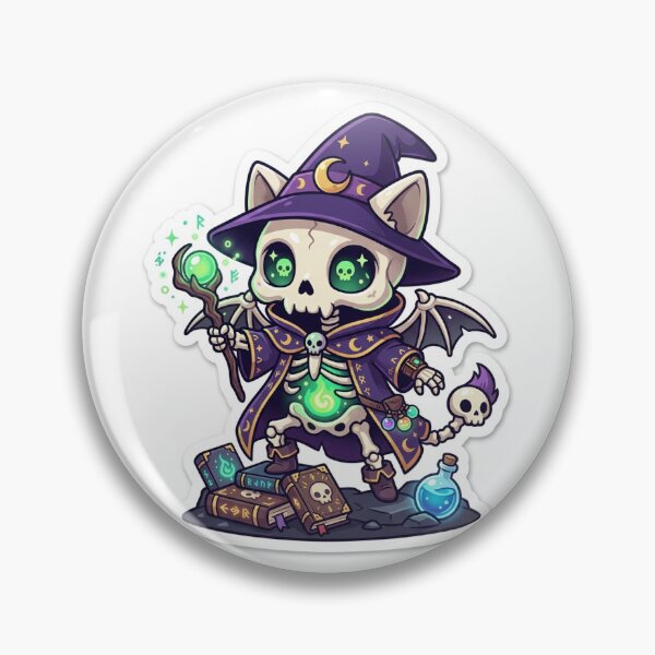 Item preview, Cute Skeleton Cat Wizard Chibi Halloween Sticker designed and sold by uegi.